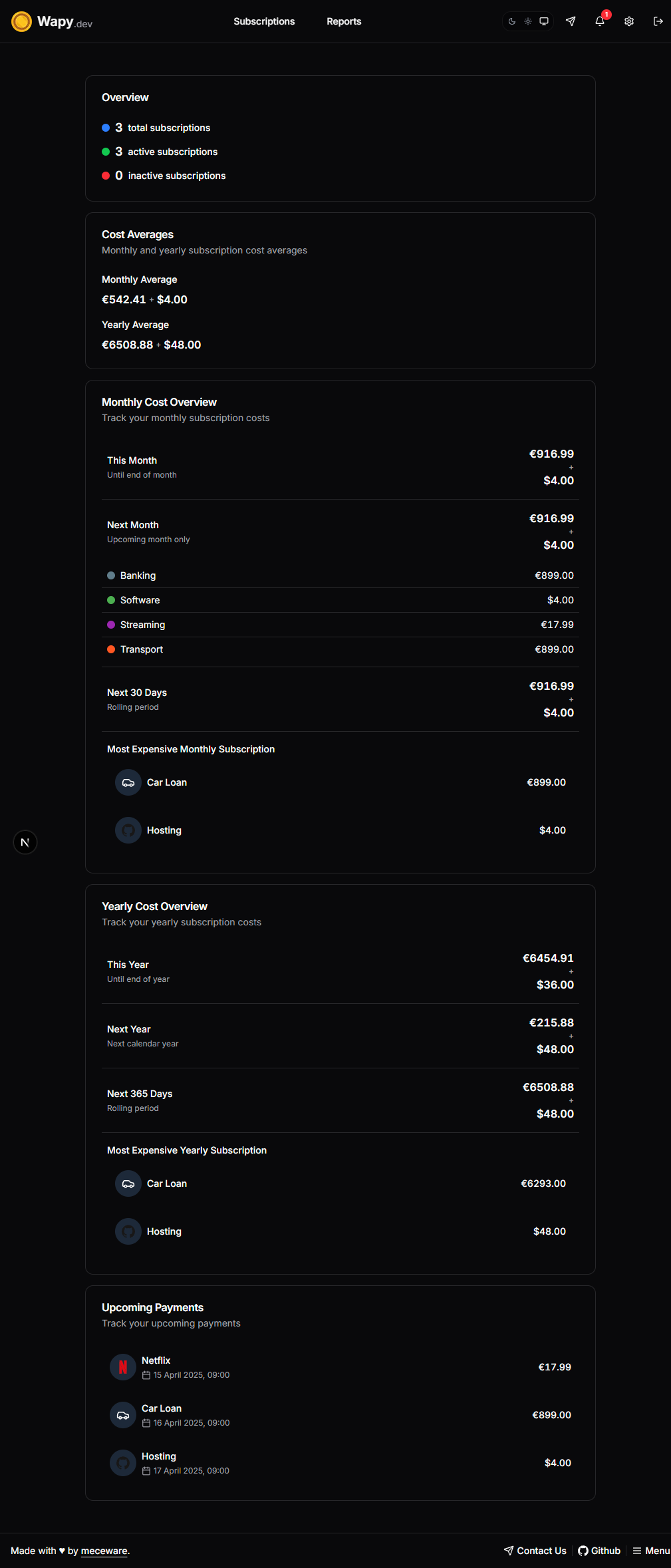Reports Page