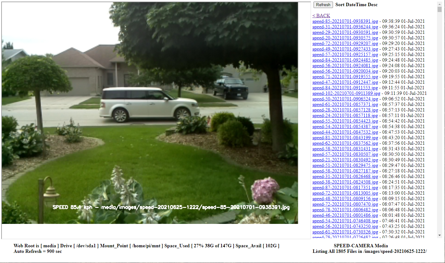 Speed Camera IMAGES Folder Web Page