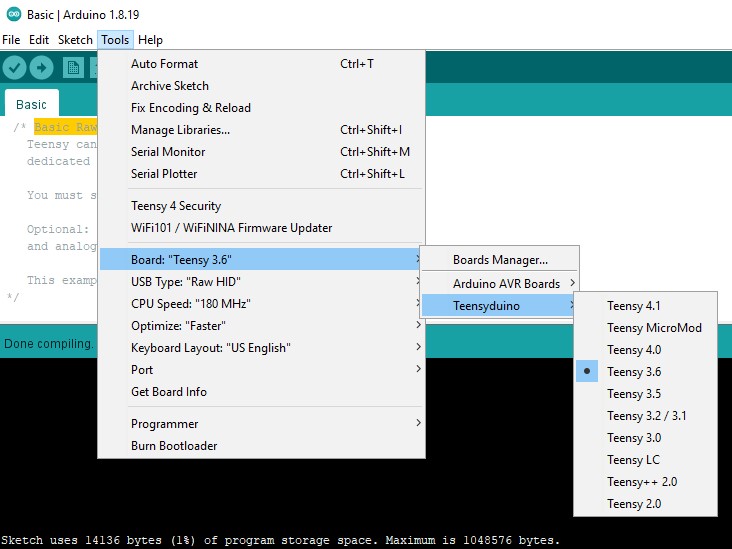 Teensyduino screenshot