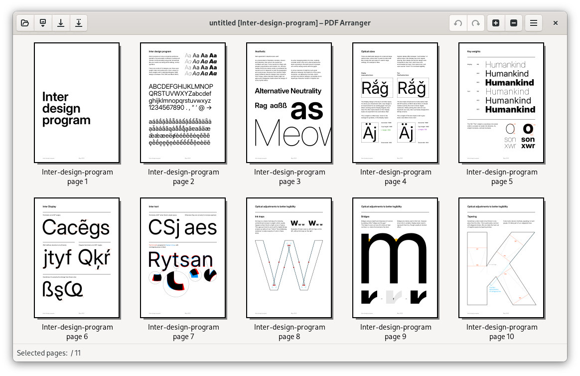 screenshot of PDF Arranger