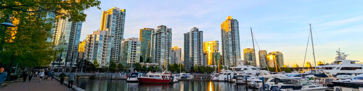 Header of Vancouver's seawall in the sunset