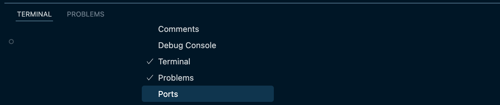 Screenshot showing how to enable the ports tab