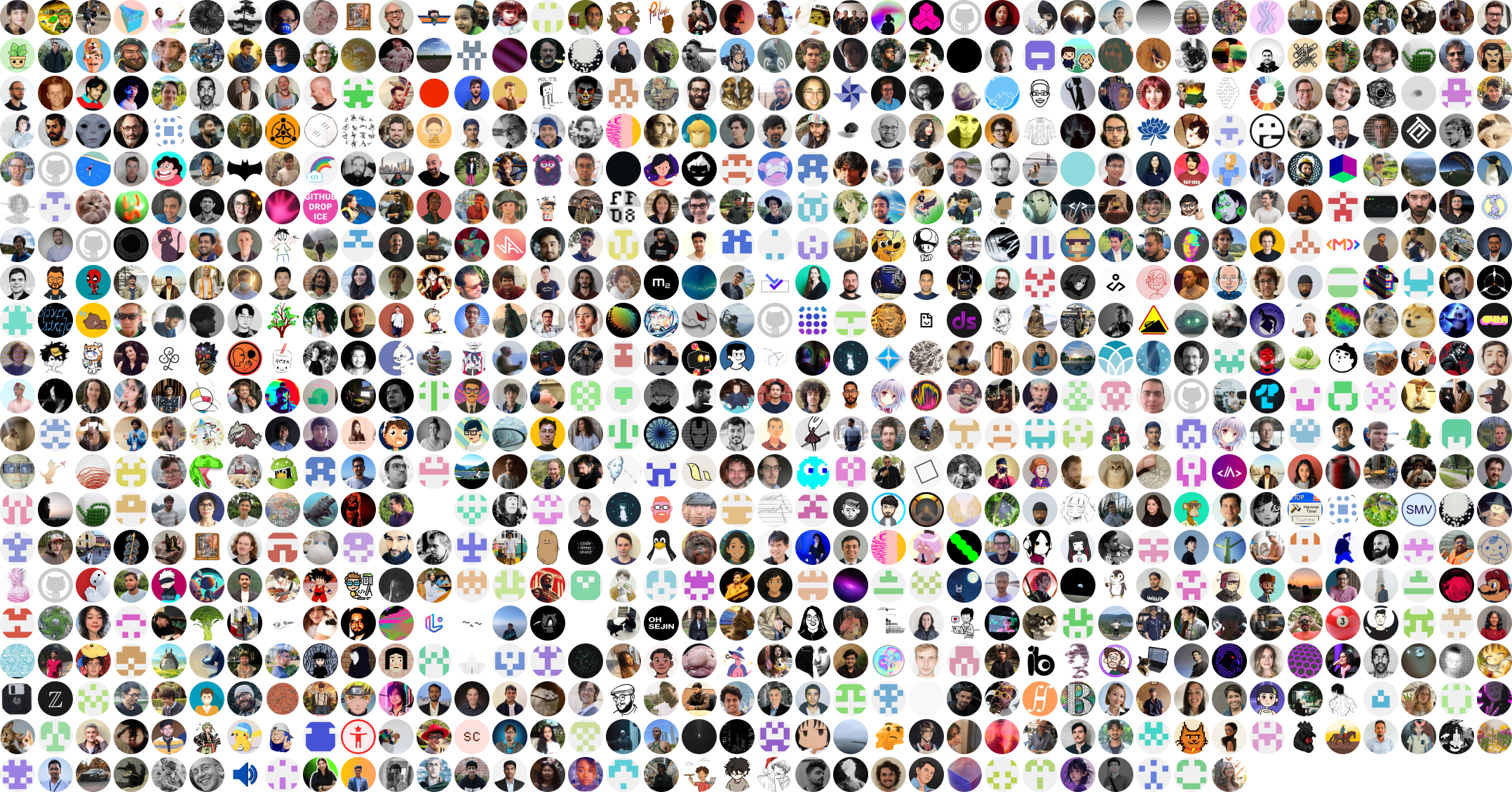 Grid of avatars representing contributors to the p5.js project