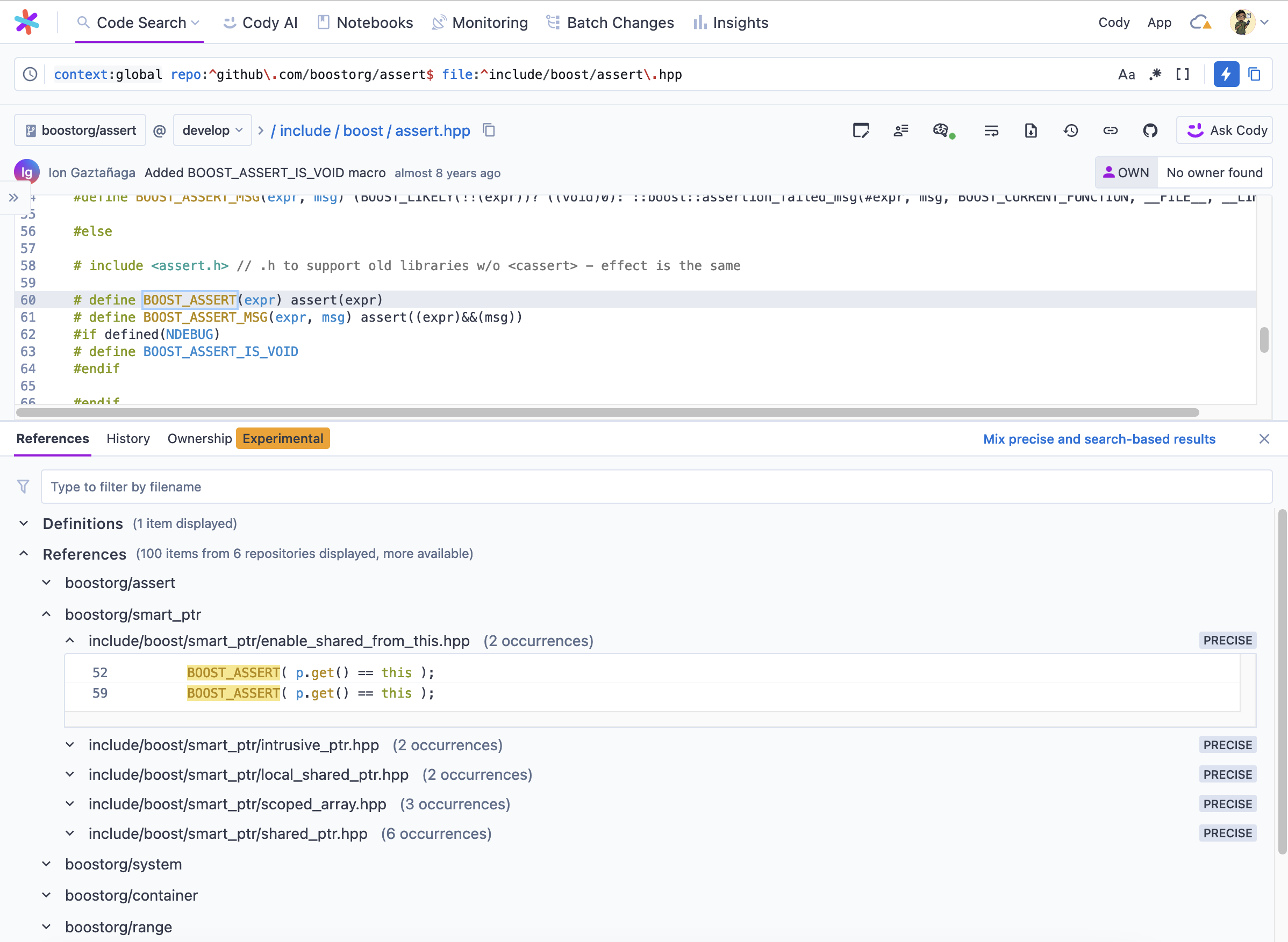 Boost cross-repository Find References screenshot