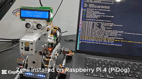 Zenii running on a Raspberry Pi PiDog robot