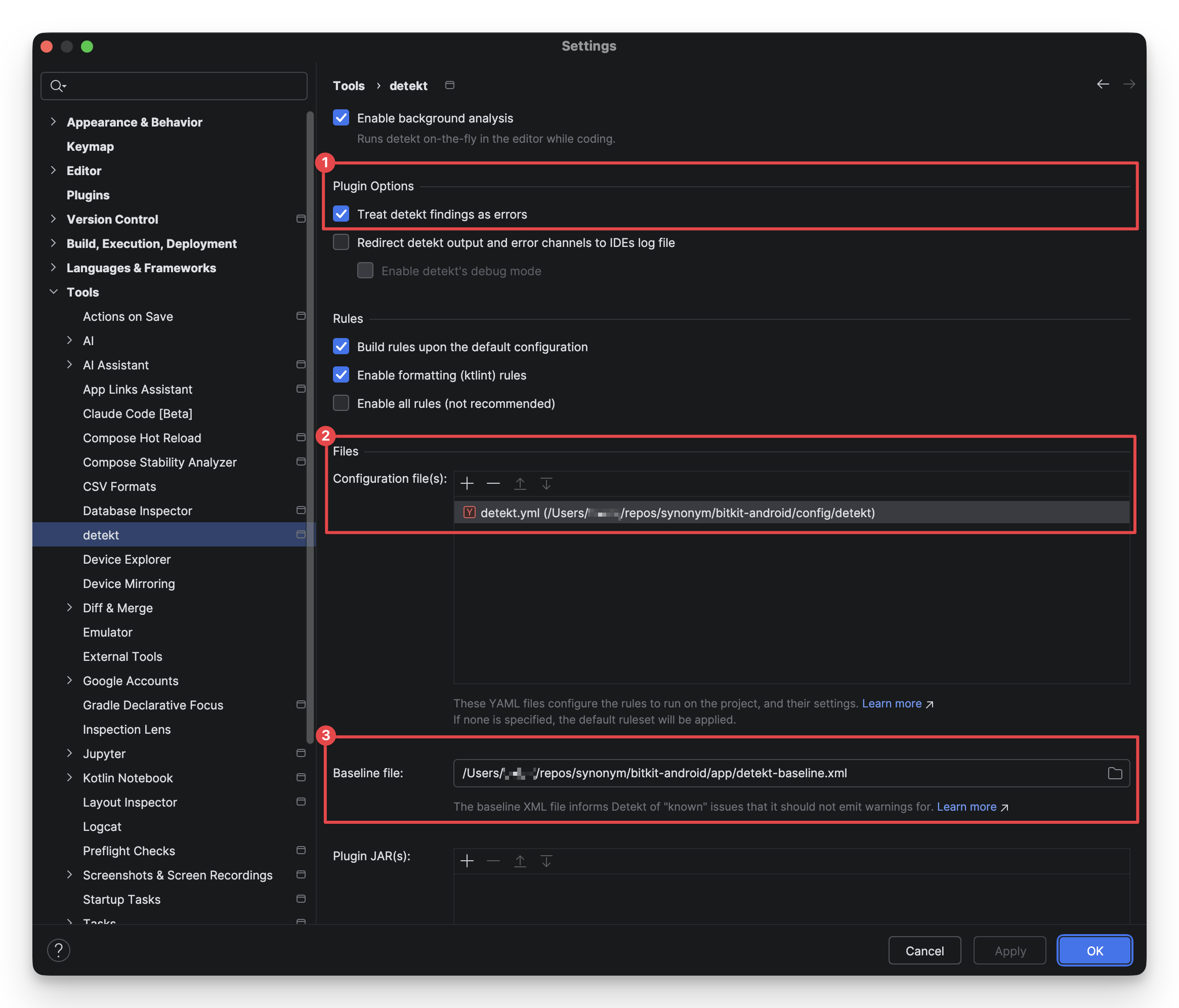 Detekt plugin setup