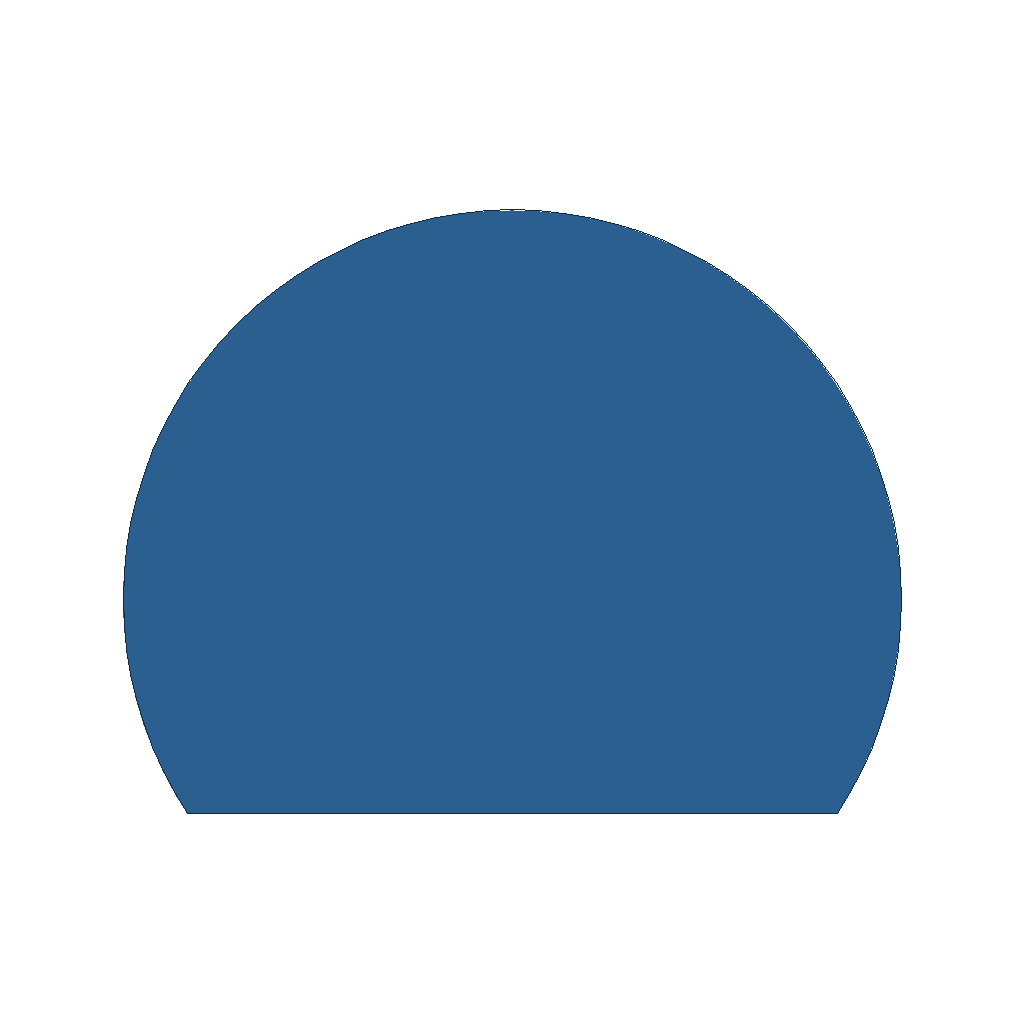 top down view of a circle with a flat edge