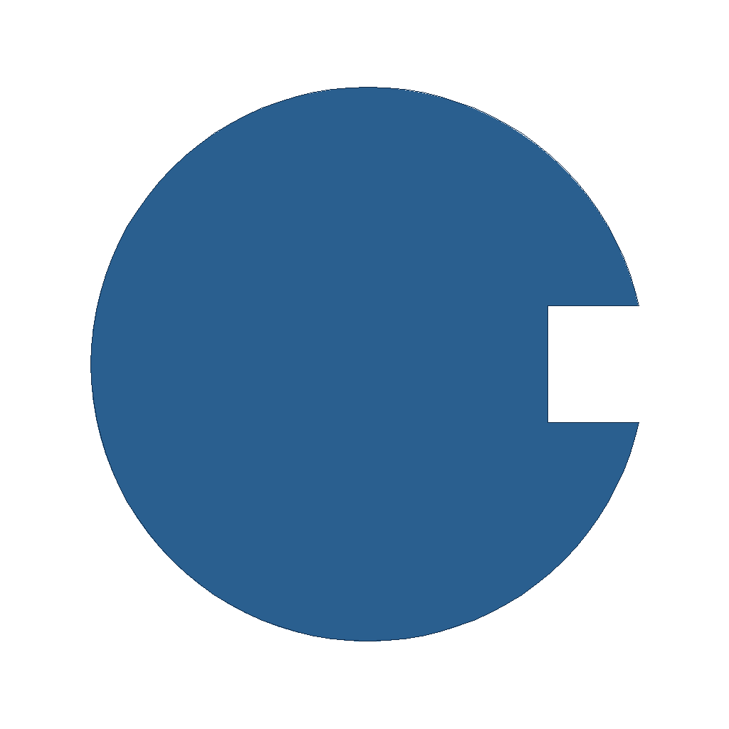 top down view of a circle with a notch taken out of it