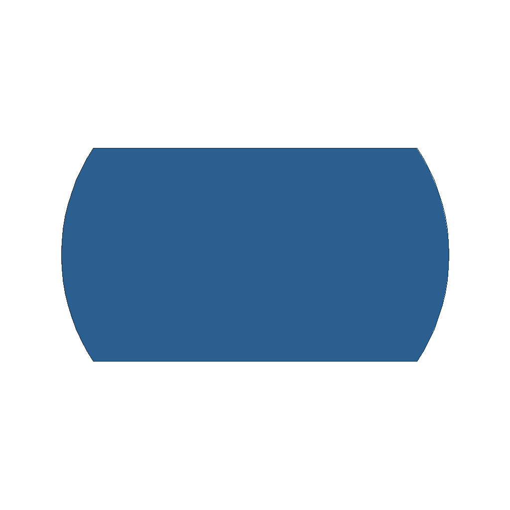top down view of a circle with two flat edges
