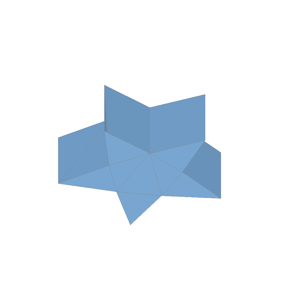 an angled view of an extruded star
