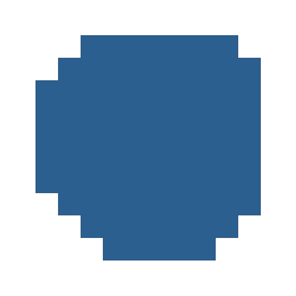 top down view of a pixleated circle