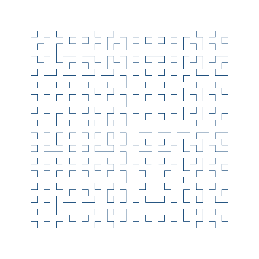 top down view of a hilbert curve