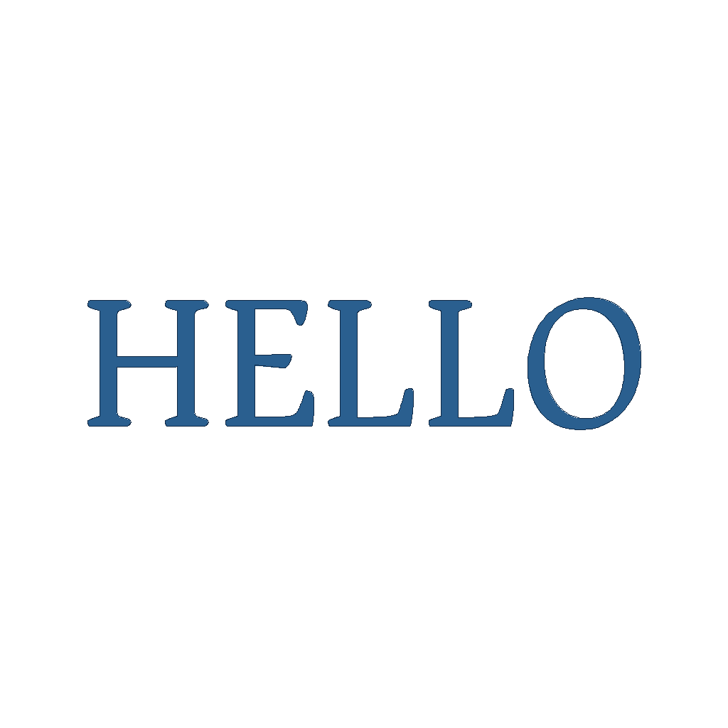 top down view of the text 'HELLO'