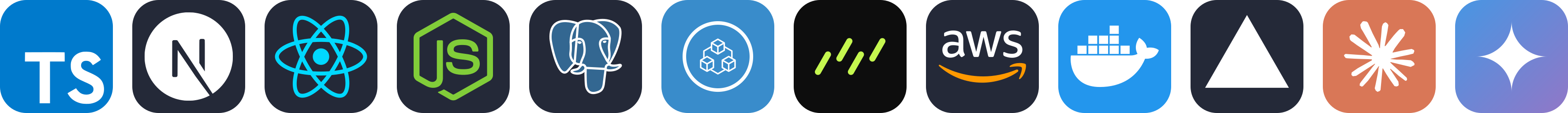 TypeScript, Next.js, React / React Native, Node.js, PostgreSQL, tRPC, Drizzle, AWS, Docker, Vercel, Claude Code, Gemini