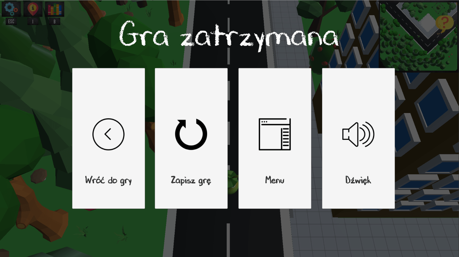 Menu pod przyciskiem Escape w trakcie gry