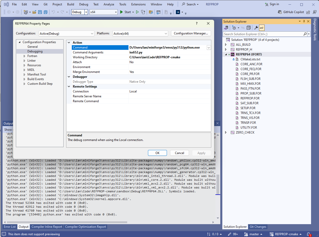 Screenshow showing how to setup Visual Studio to run a Python script
