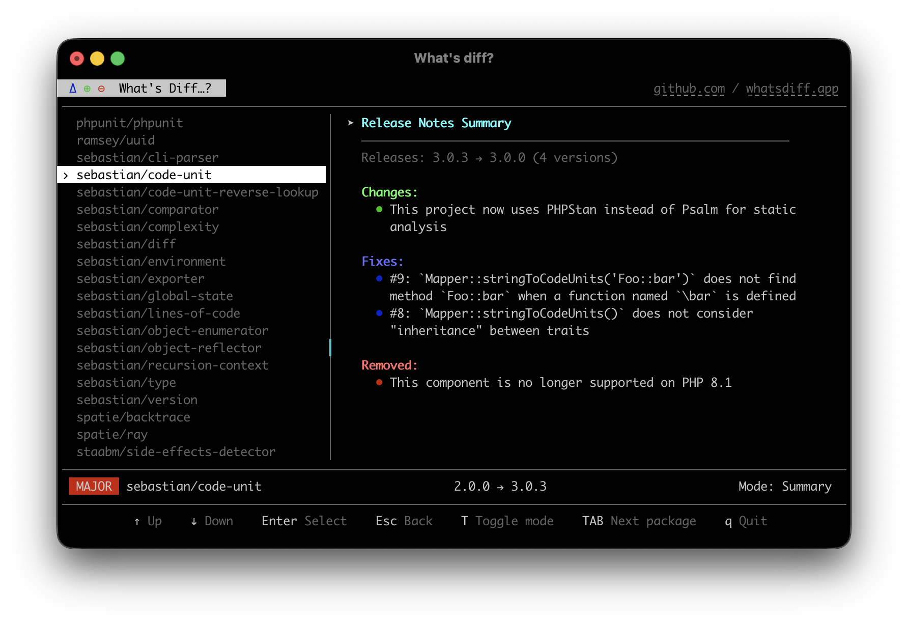 whatsdiff Terminal UI