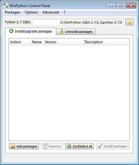 Winpython Control Panel scene