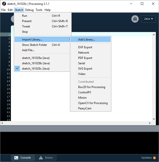 add library menu