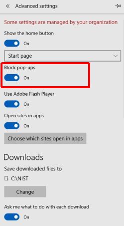 Disable Block pop-ups
