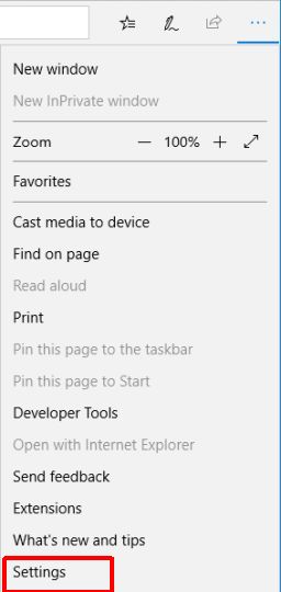 Edge Setting Menu