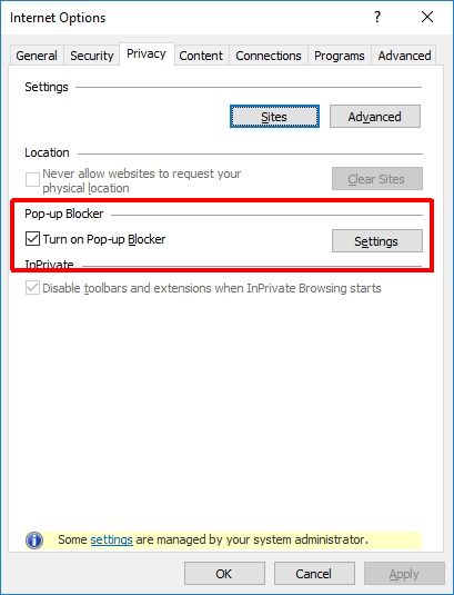 IE security tab
