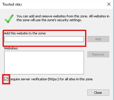 Add trusted sites