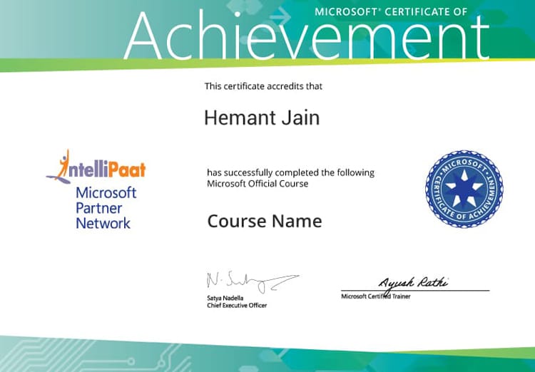Microsoft certificate 750X522