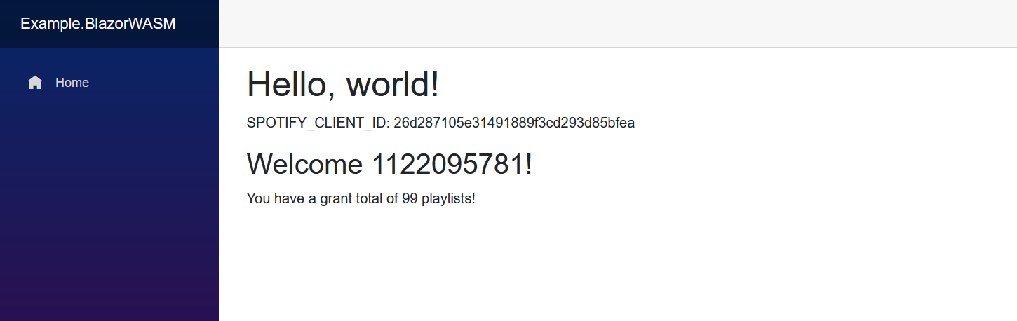 BlazorWASM Spotify Example