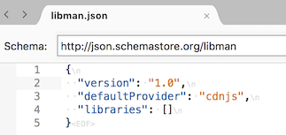 libman.json file in text editor libman.json file in text editor