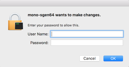 Mono sgen administrator dialog prompt Mono sgen administrator dialog prompt