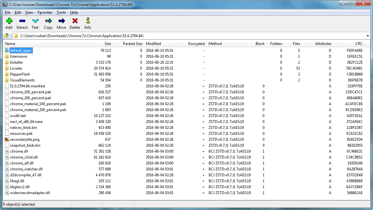 File Manager with the Listing of an Archive File Manager