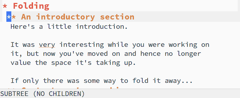 Demonstration of folding and unfolding sections in Org