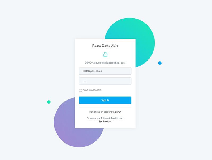 Страница входа React UI