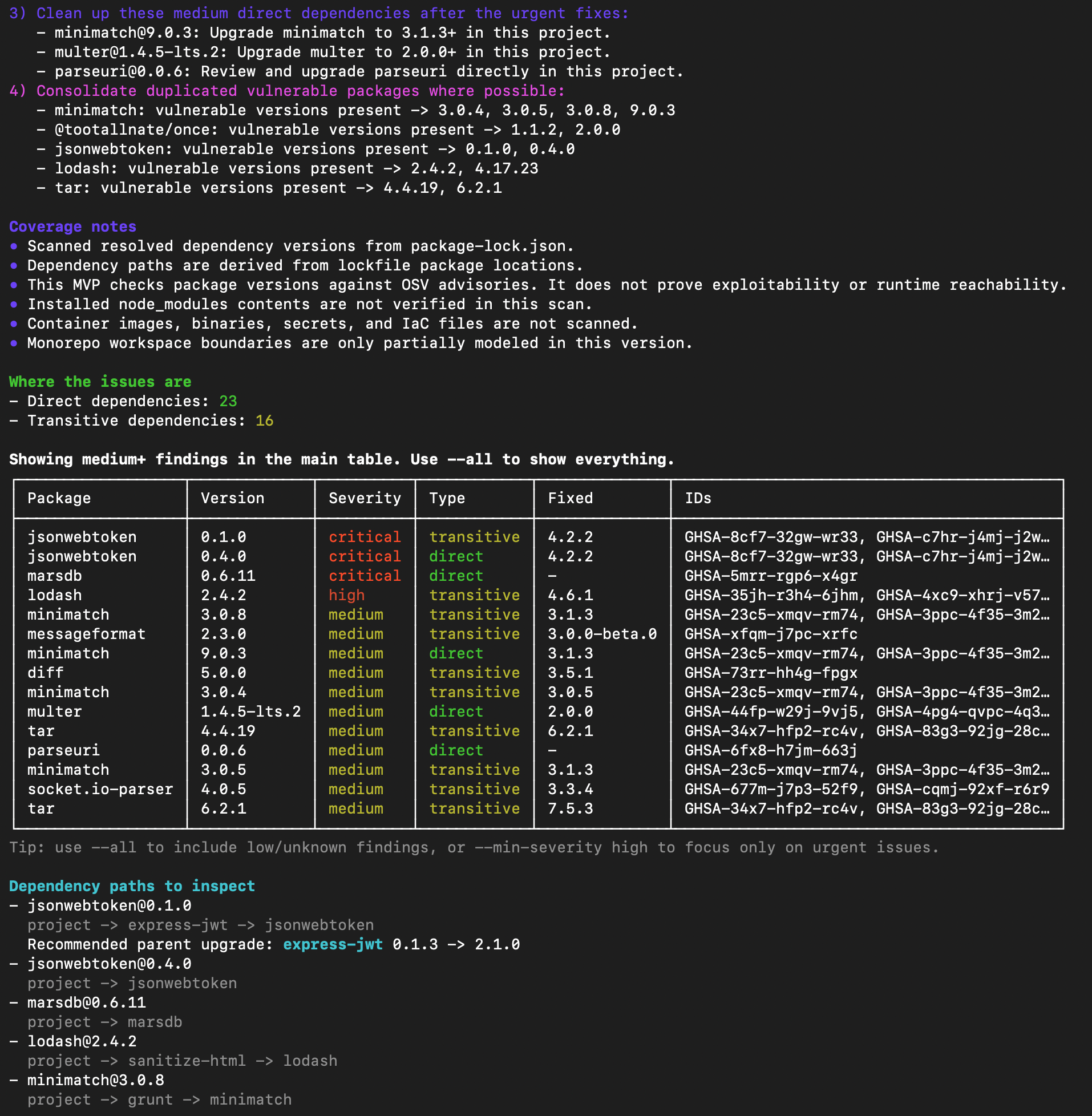 Verbose output part 2