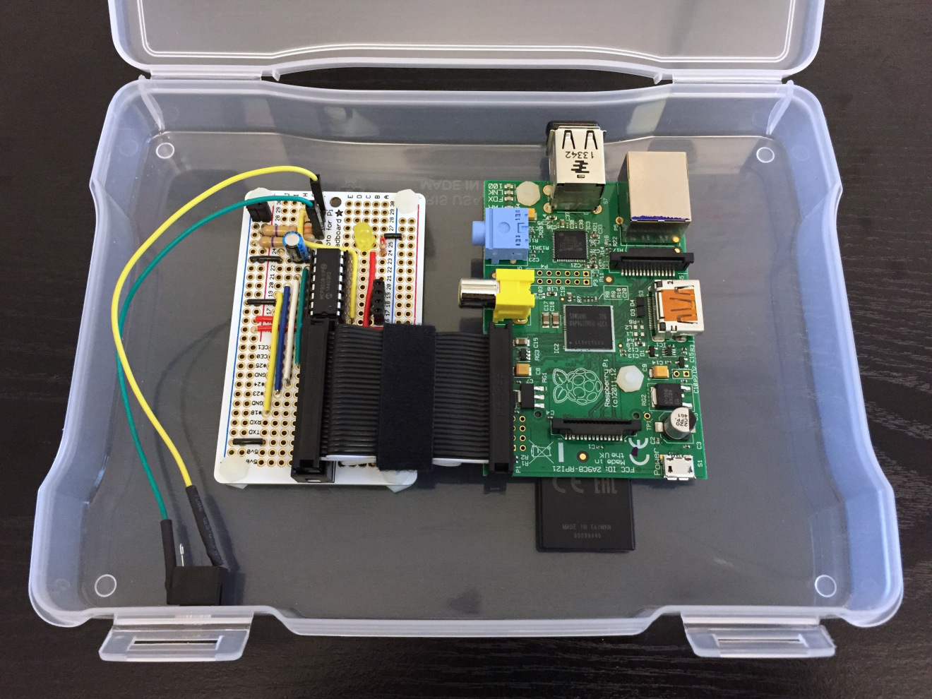 Boards mounted inside enclosure