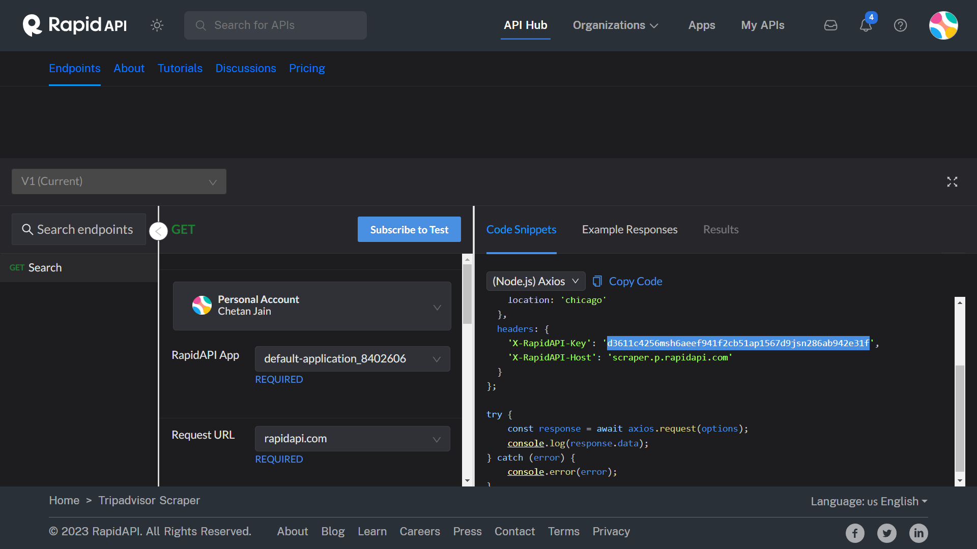 Copy the API Key