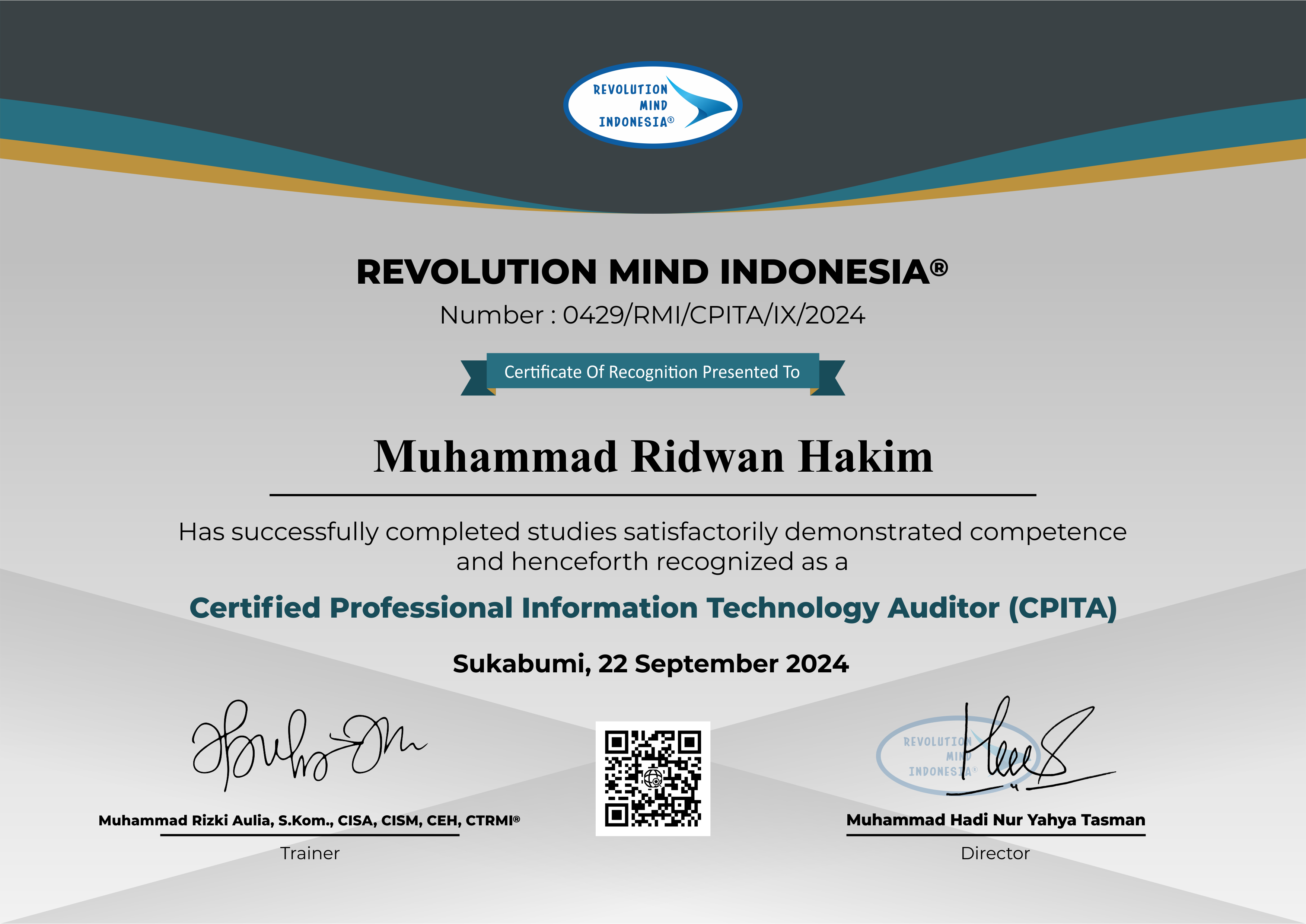 Muhammad Ridwan Hakim - Certified Professional IT Auditor