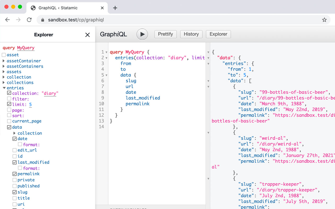 GraphQL outputting in a web browser.