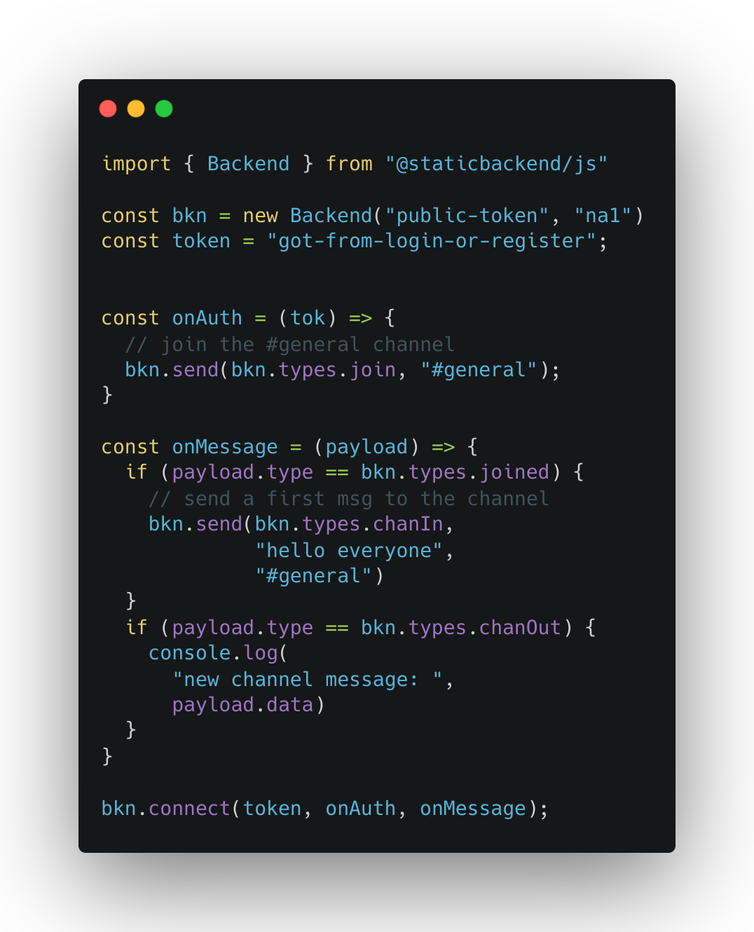 WebSocket code preview
