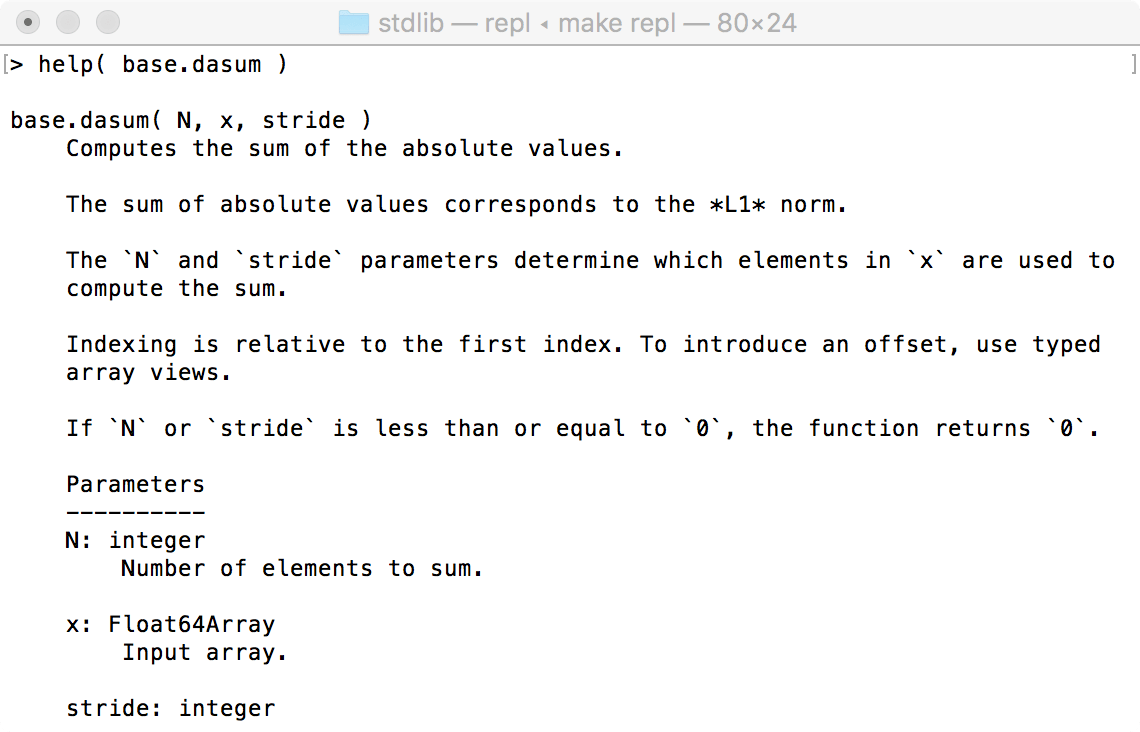 Real-eval-print-loop displaying integrated help.