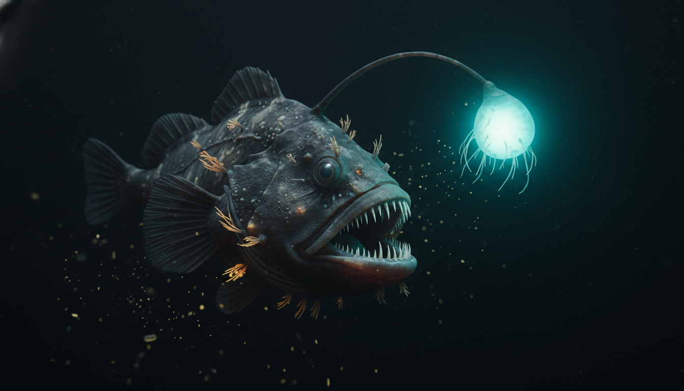 Ikan pemancing yang gelap dan bercahaya