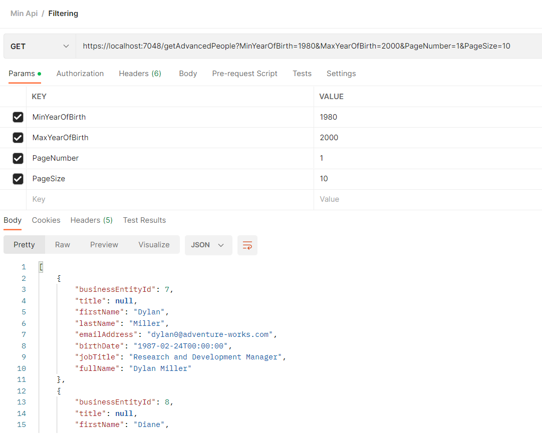 Filtering Postman