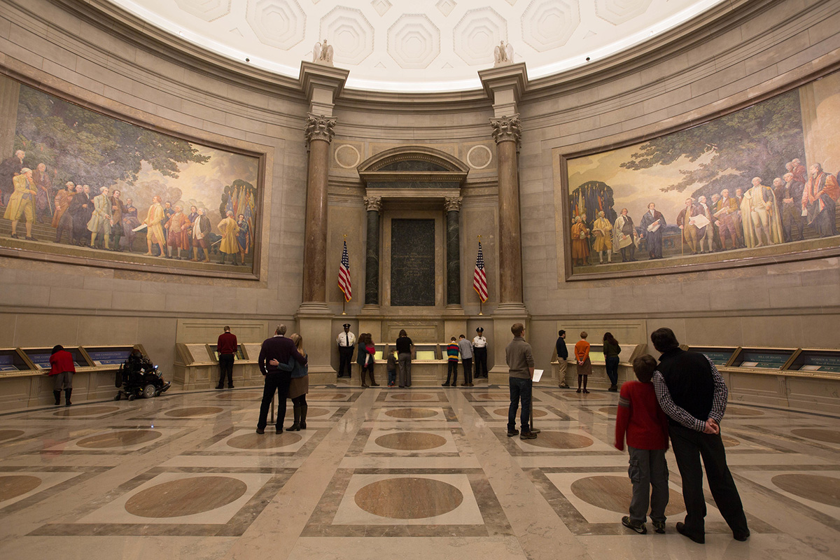 The Rotunda of the National Archives Museum in Washington, DC