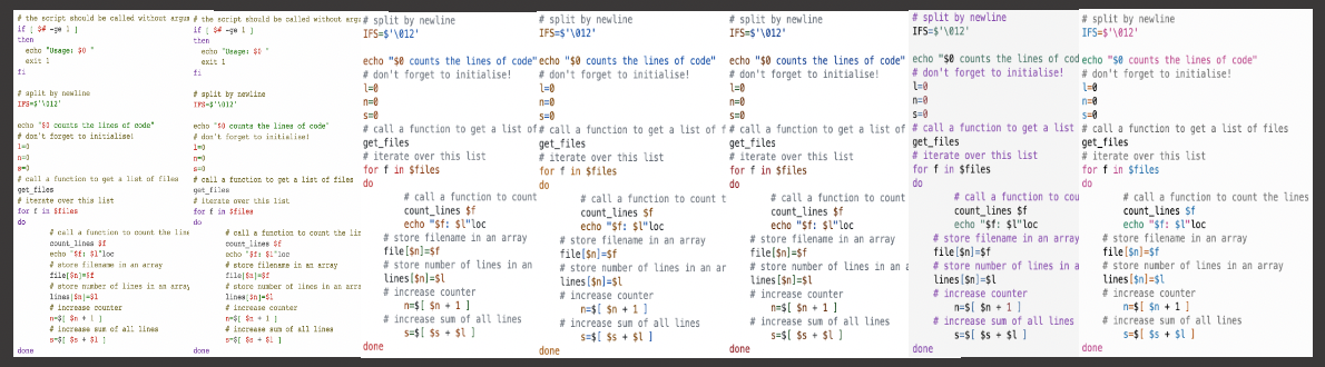 Display of all the light themes side by side
