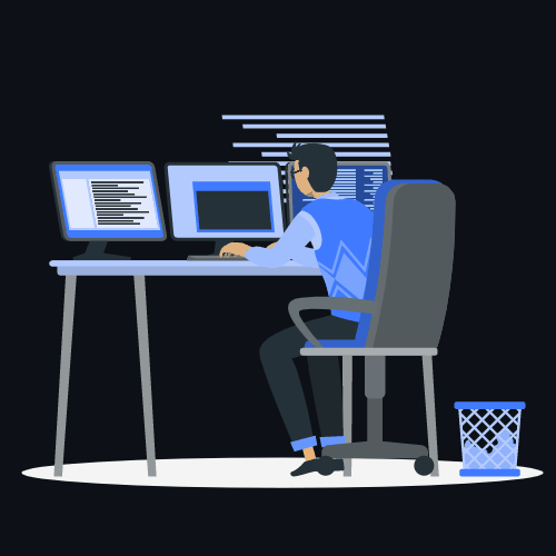 Working at a desk with a lot going on (GIF) GIF11 failed to load