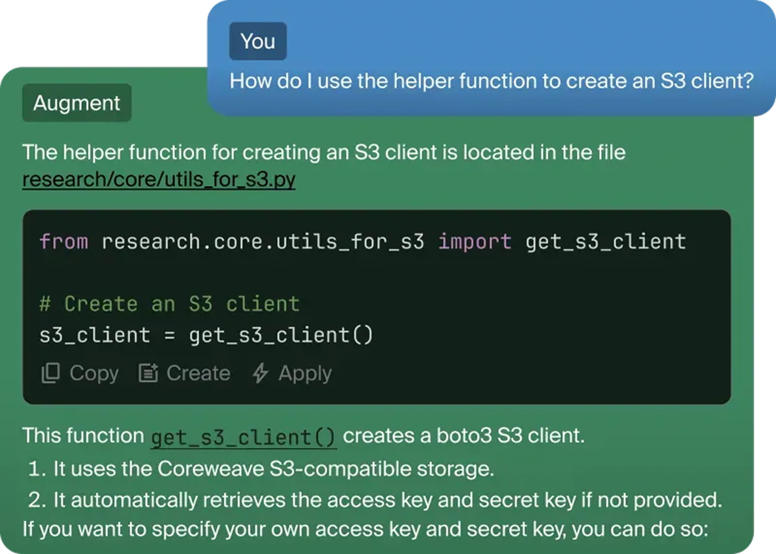 Augment Code chat feature