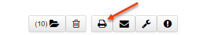 Print Icon. Illustration of function icons. The Printer icon is identified by the red arrow pointing to it.